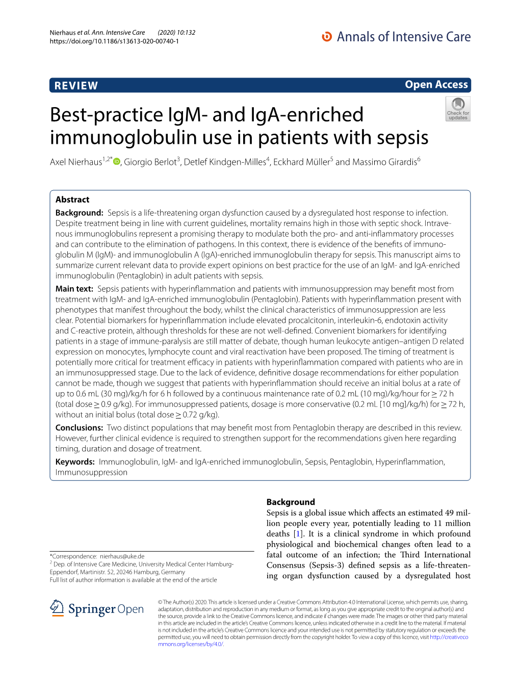 Best-Practice Igm- and Iga-Enriched Immunoglobulin Use in Patients with Sepsis