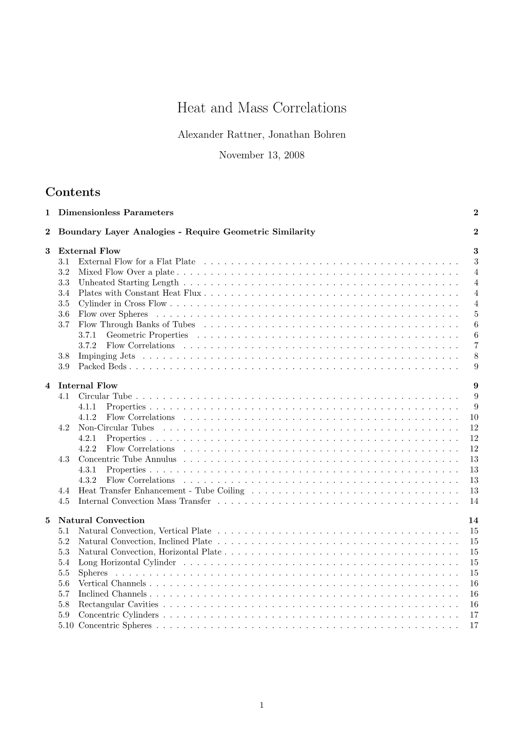 Heat and Mass Correlations