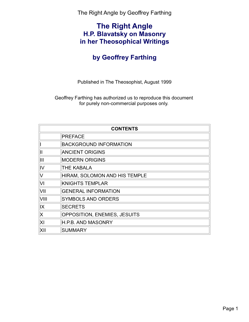 The Right Angle by Geoffrey Farthing the Right Angle H.P