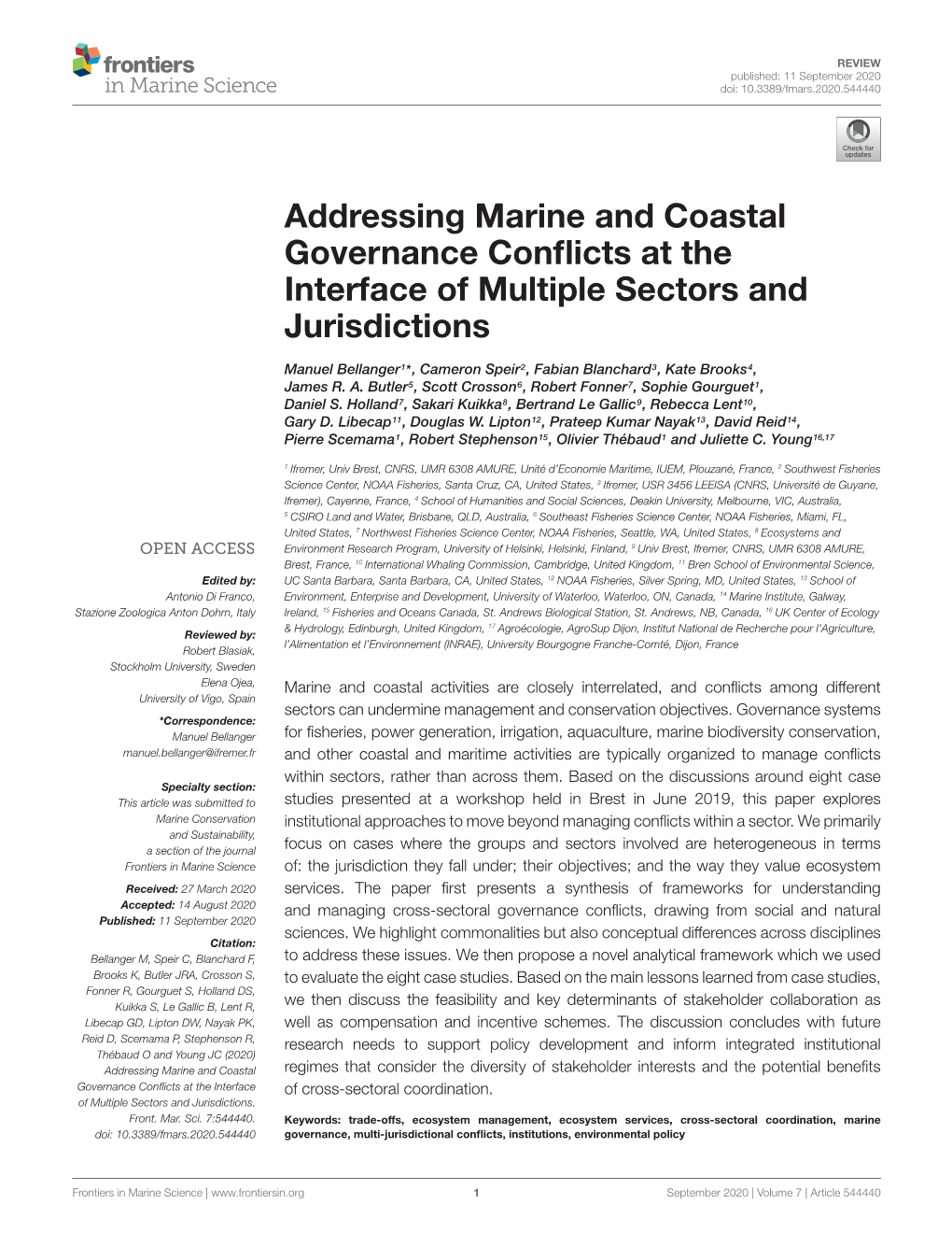 Addressing Marine and Coastal Governance Conflicts at The