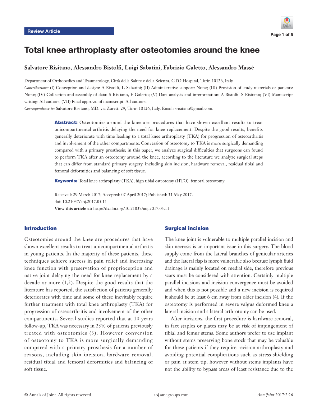 Total Knee Arthroplasty After Osteotomies Around the Knee