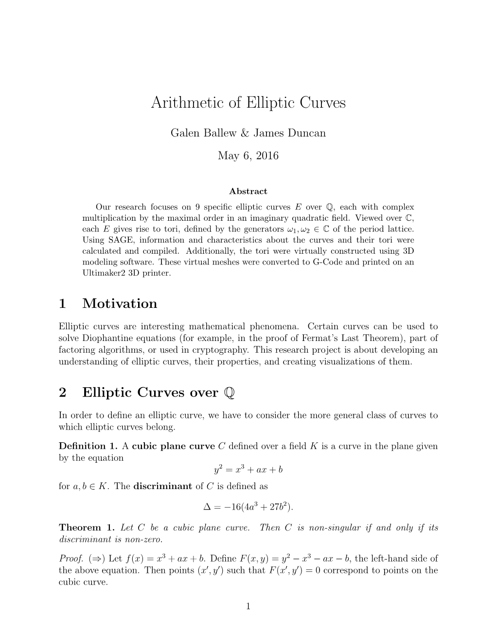 Arithmetic of Elliptic Curves