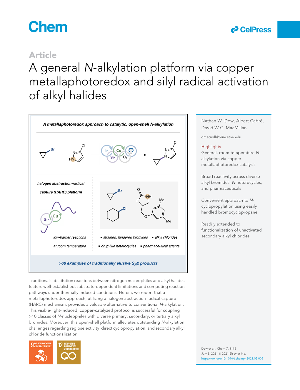 A General N-Alkylation Platform Via Copper Metallaphotoredox and Silyl Radical Activation of Alkyl Halides