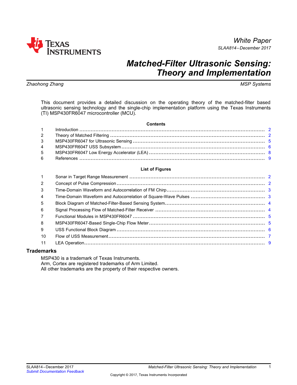 Matched-Filter Ultrasonic Sensing: Theory and Implementation Zhaohong Zhang