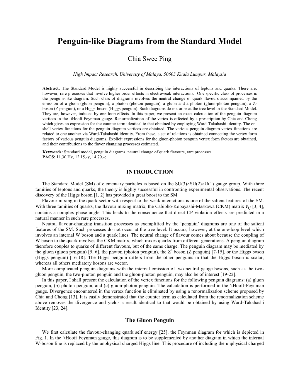 Penguin-Like Diagrams from the Standard Model