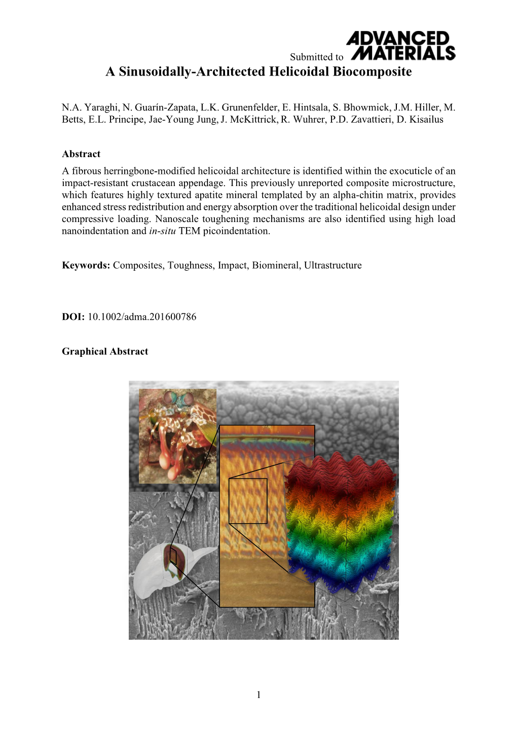 A Sinusoidally-Architected Helicoidal Biocomposite