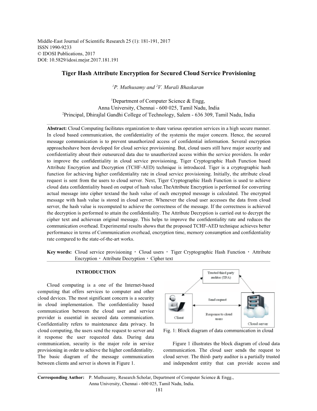 Tiger Hash Attribute Encryption for Secured Cloud Service Provisioning