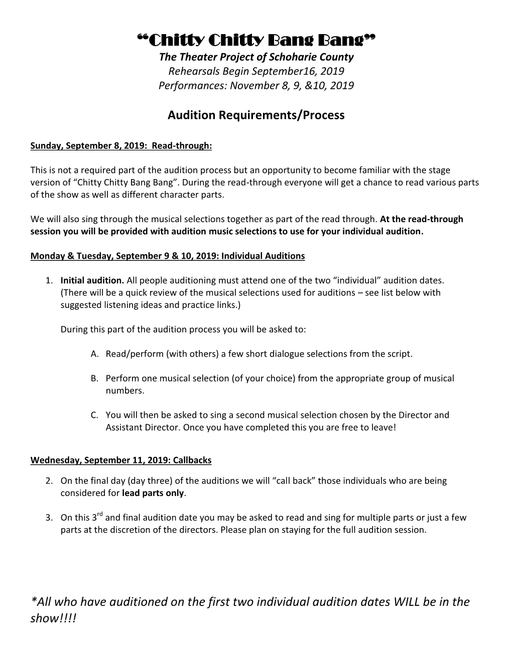 Audition Requirements/Process