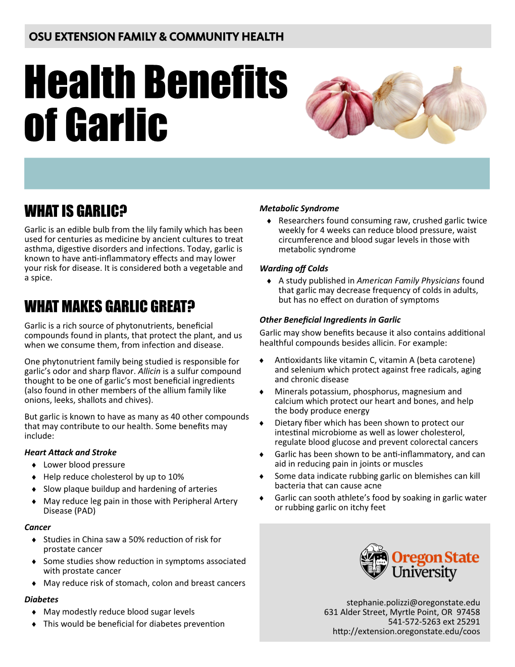 Health Benefits of Garlic