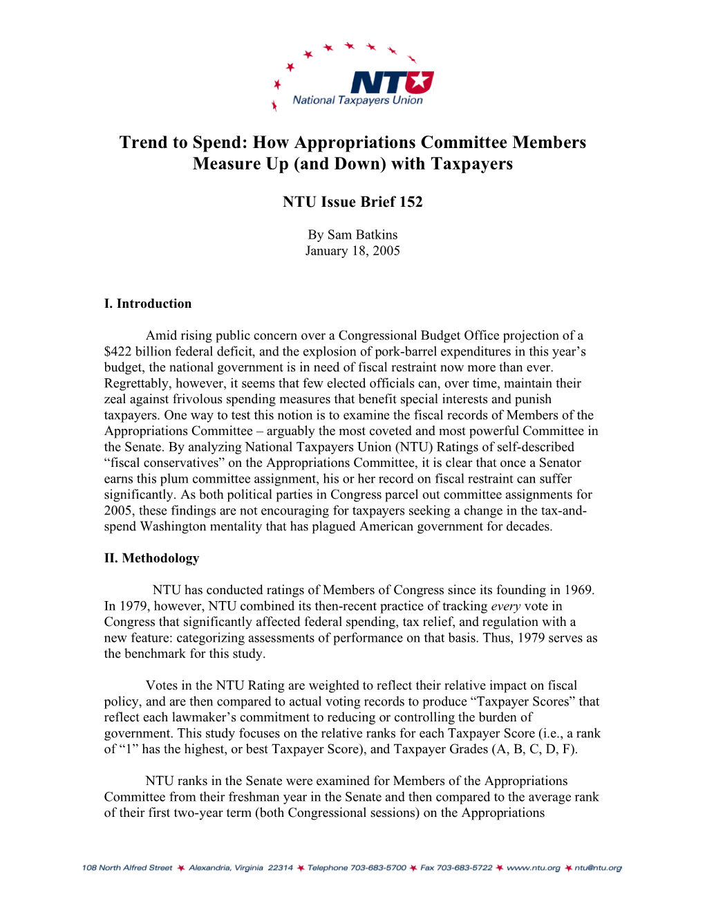 Trend to Spend: How Appropriations Committee Members Measure up (And Down) with Taxpayers