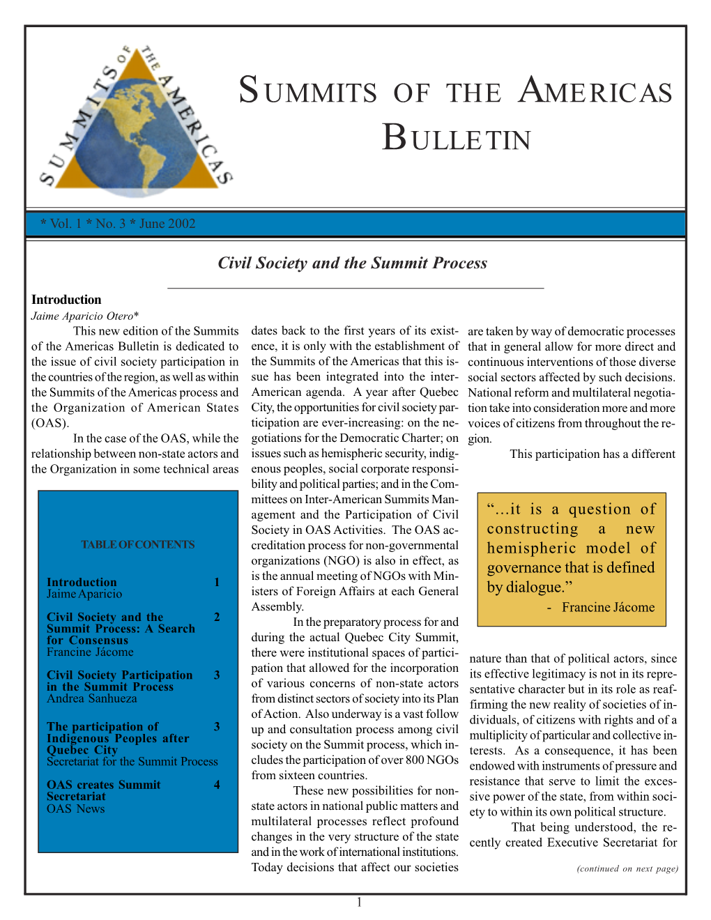 Summits of the Americas Bulletin
