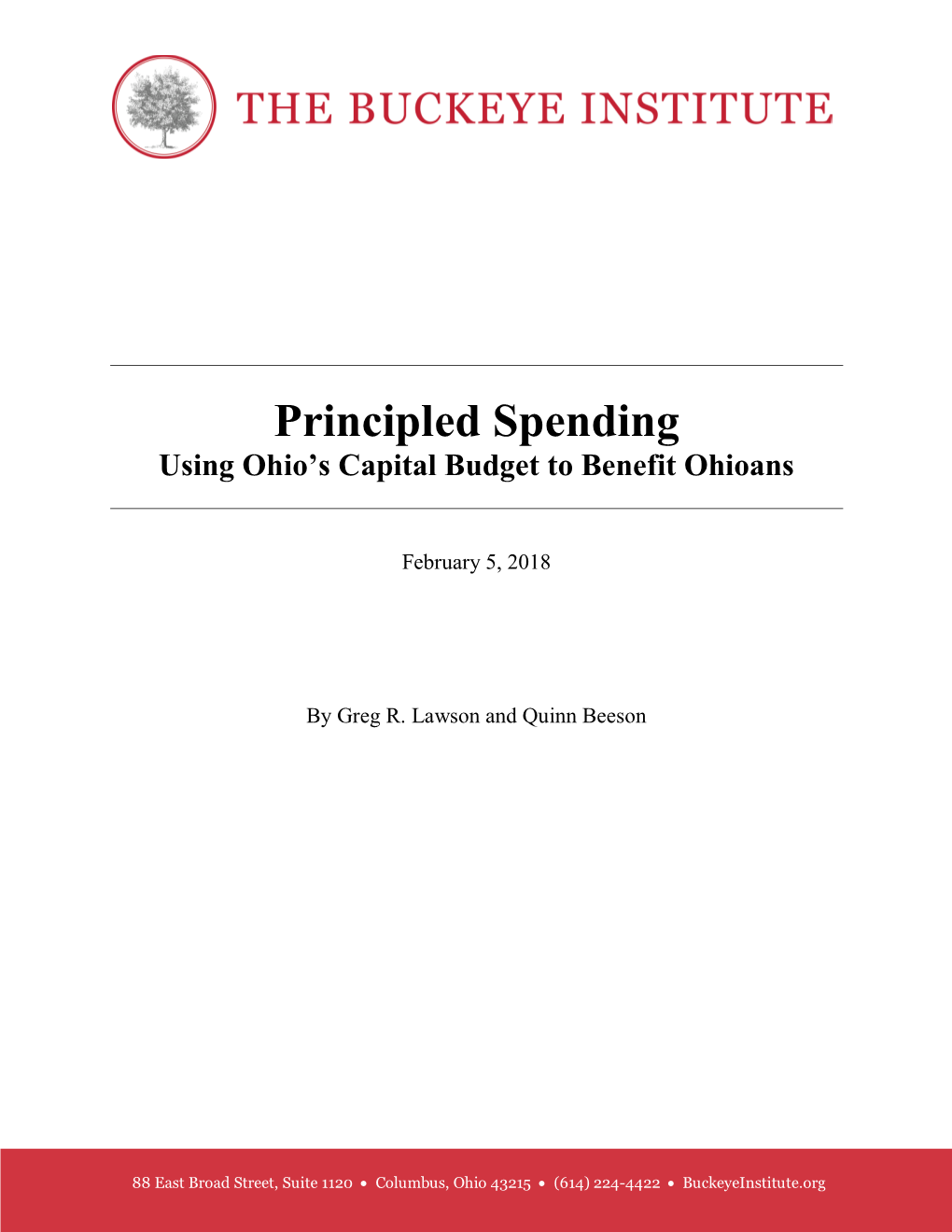 Principled Spending Using Ohio’S Capital Budget to Benefit Ohioans