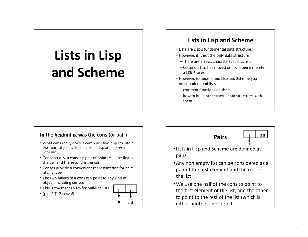 Lists in Lisp and Scheme