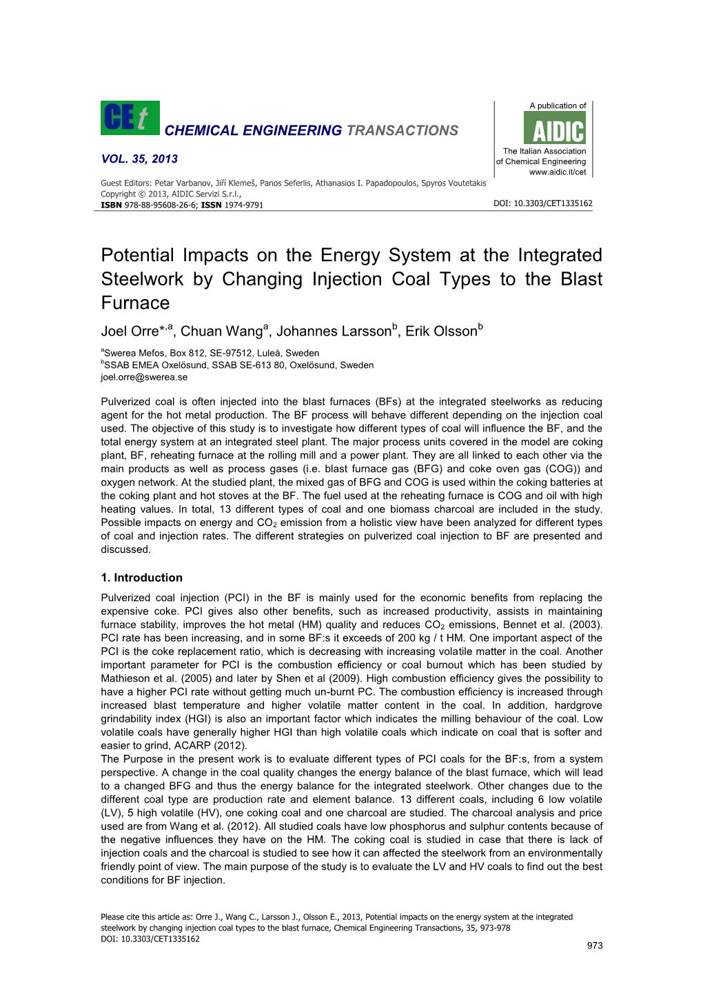 Potential Impacts on the Energy System at the Integrated Steelwork by Changing Injection Coal Types to the Blast