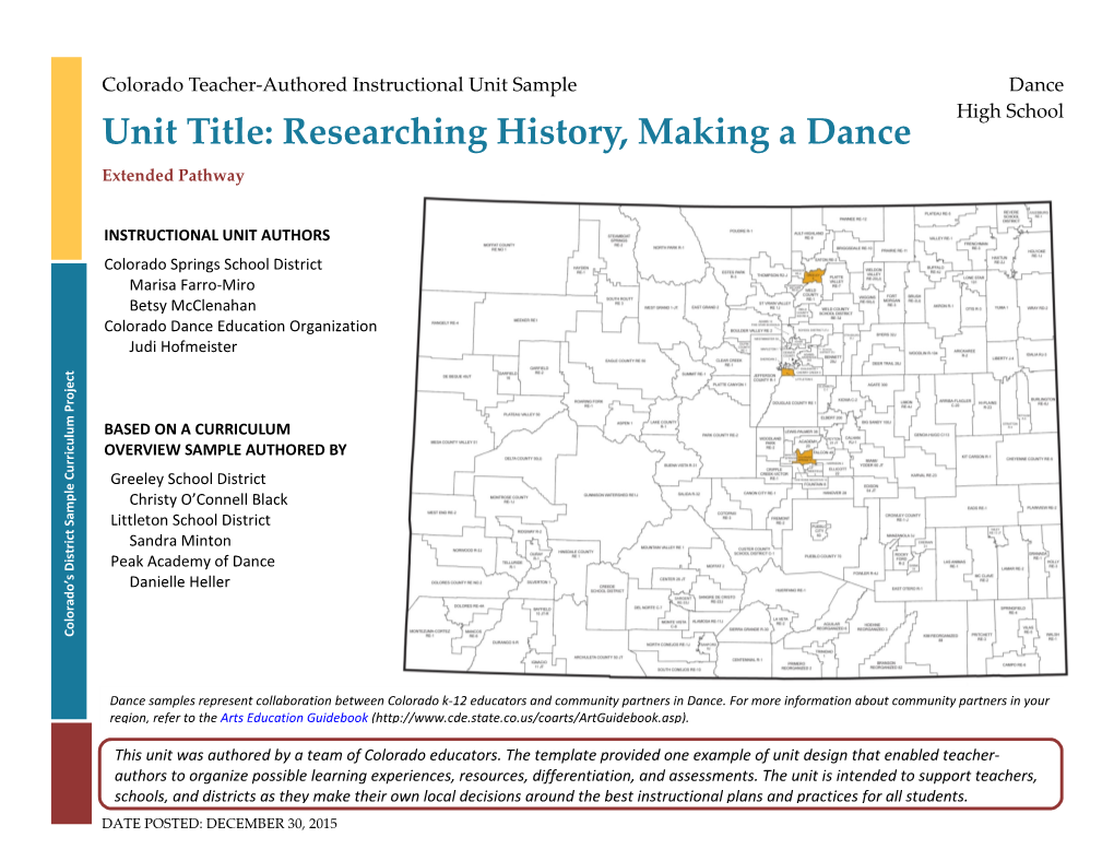 Researching History, Making a Dance Extended Pathway