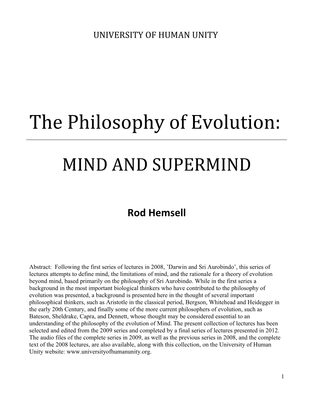 The Philosophy of Evolution Part 2