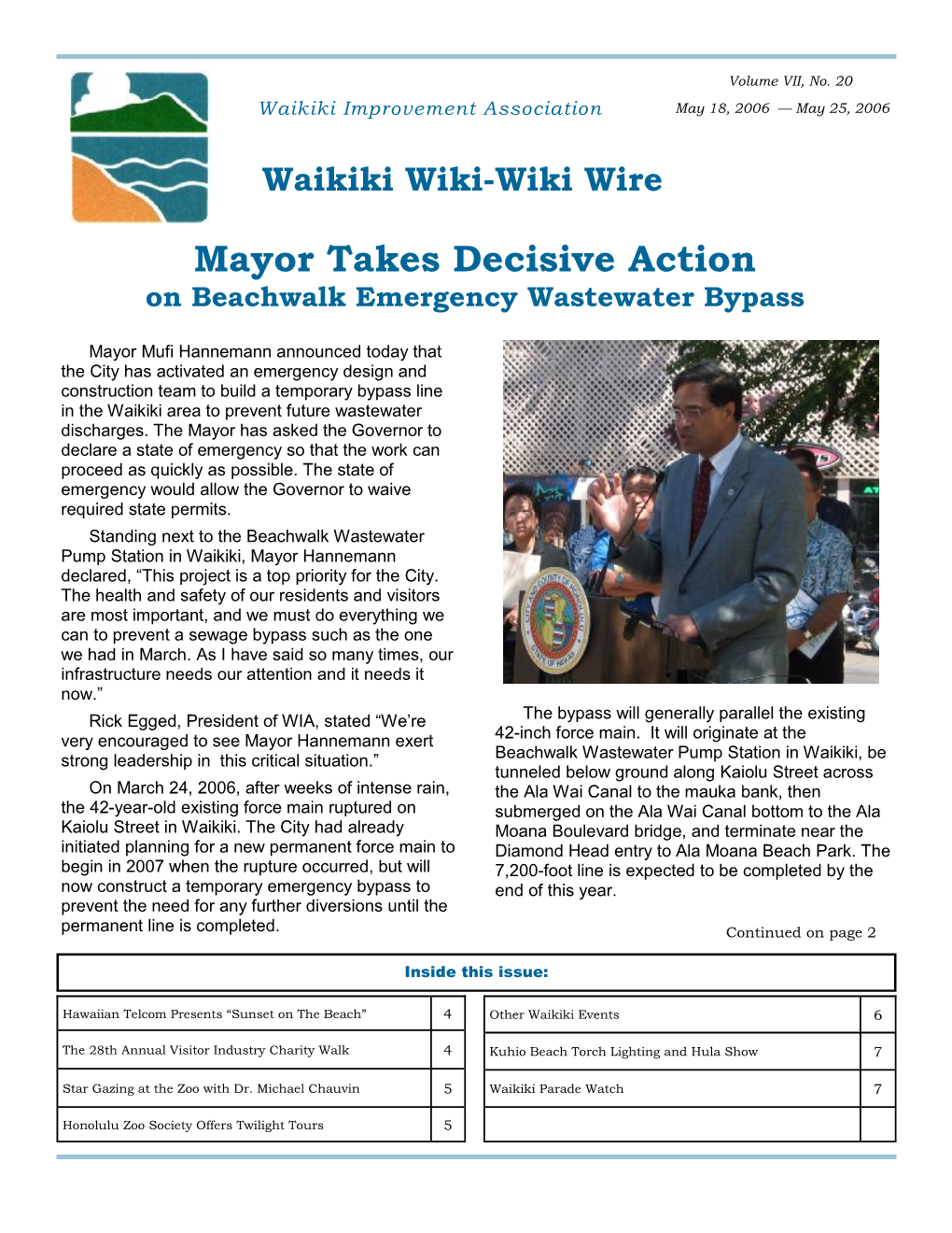 Mayor Takes Decisive Action on Beachwalk Emergency Wastewater Bypass