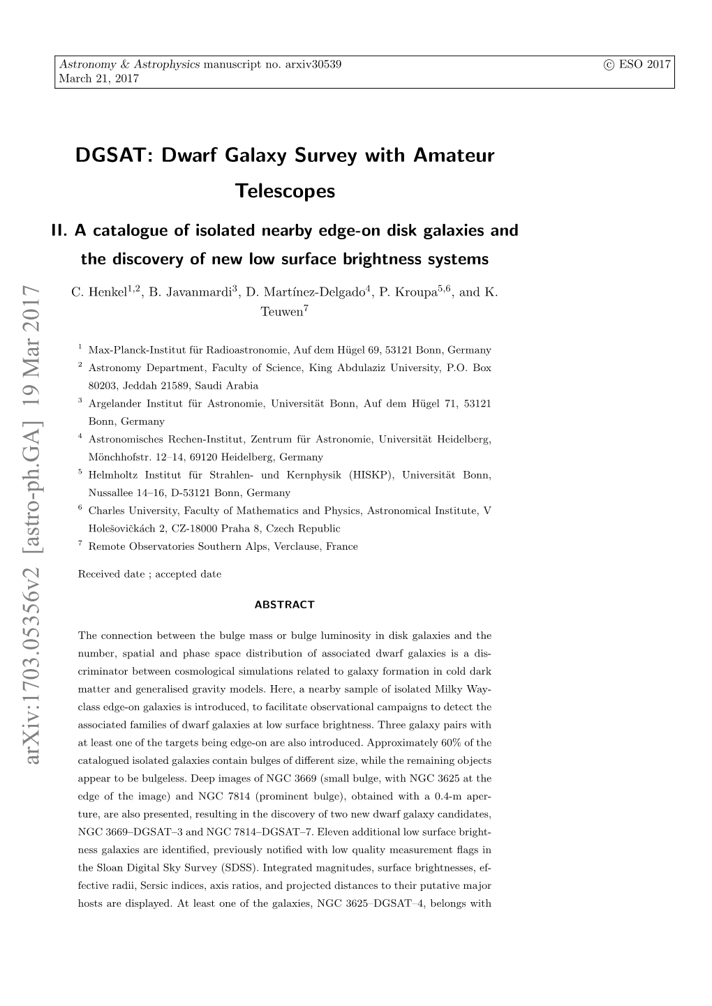 DGSAT: Dwarf Galaxy Survey with Amateur Telescopes