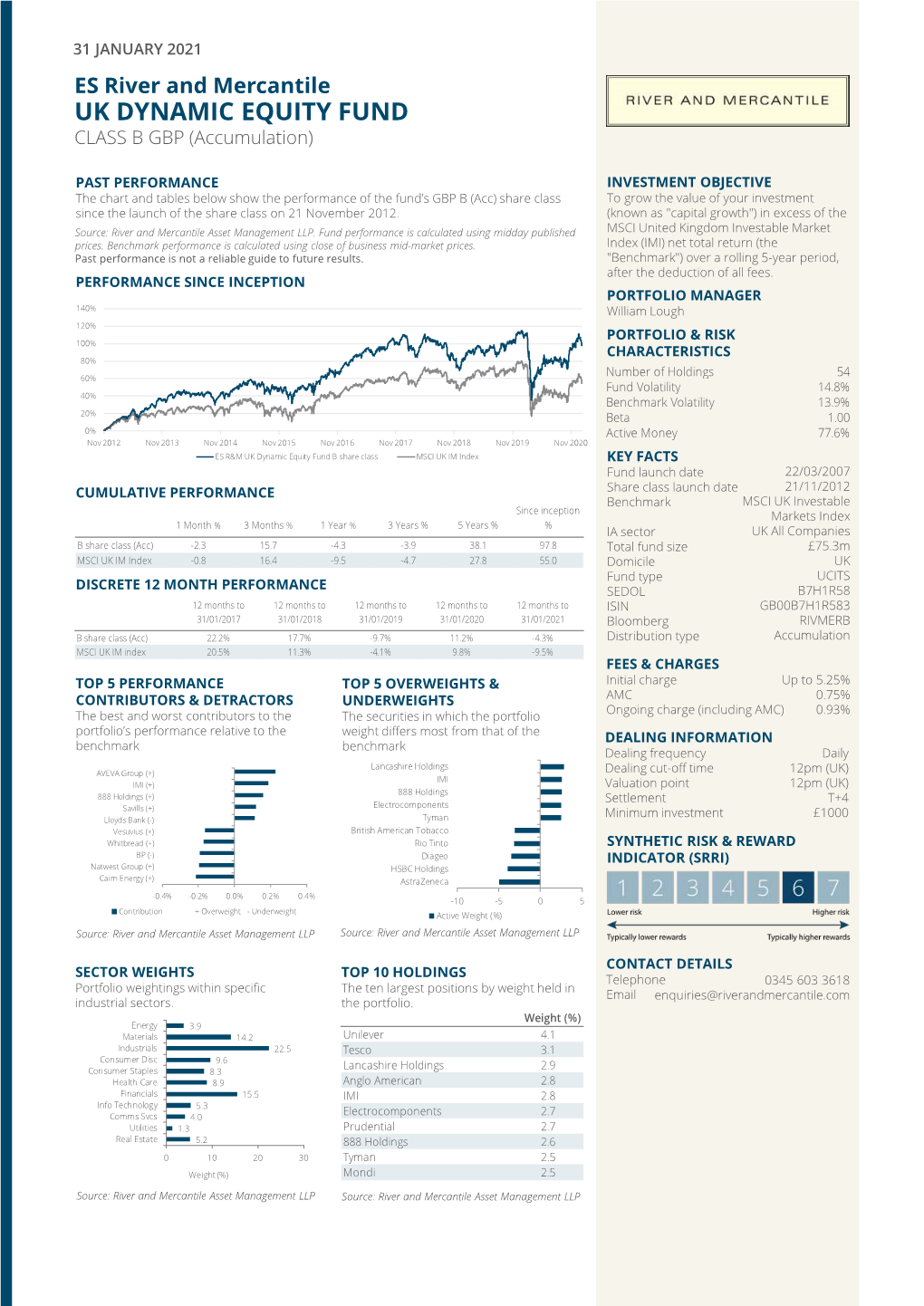 JANUARY 2021 ES River and Mercantile UK DYNAMIC EQUITY FUND CLASS B GBP (Accumulation)