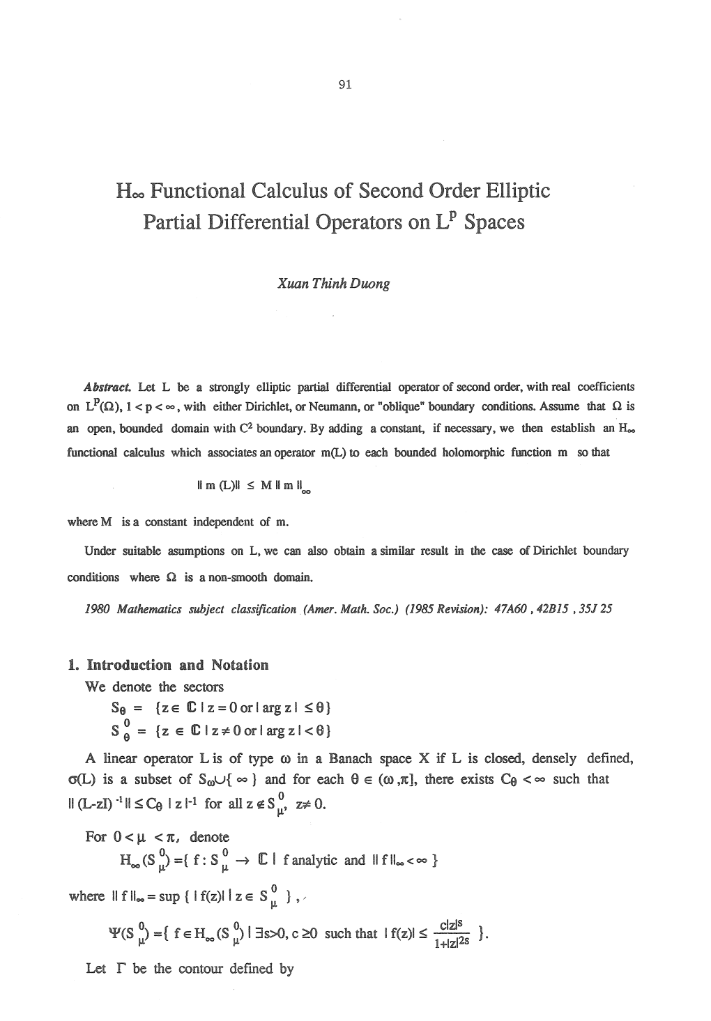 Hoo Functional Calculus of Second Order Elliptic Partial Differential Operators on LP Spaces