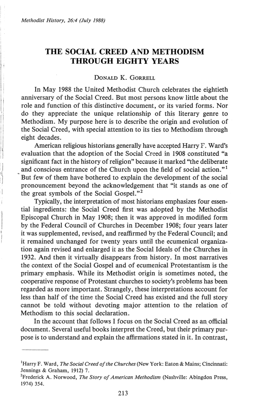 The Social Creed and Methodism Through Eighty Years 215