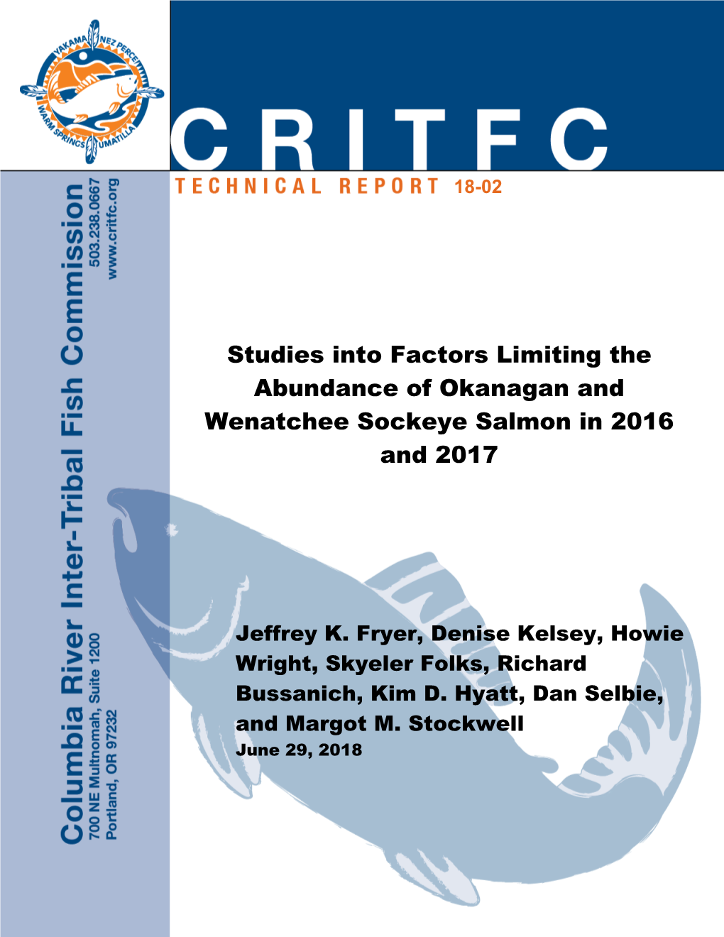Studies Into Factors Limiting the Abundance of Okanagan and Wenatchee Sockeye Salmon in 2016 and 2017