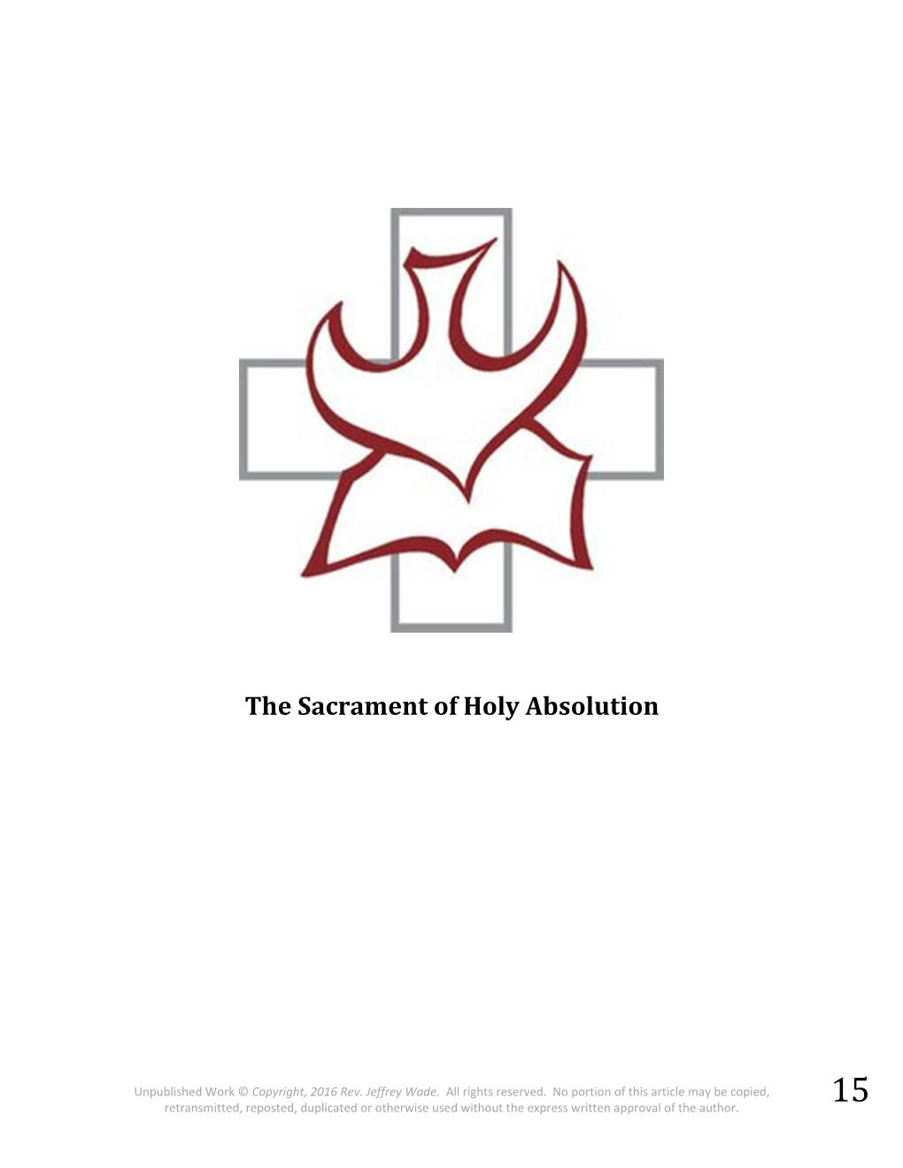 The Sacrament of Holy Absolution