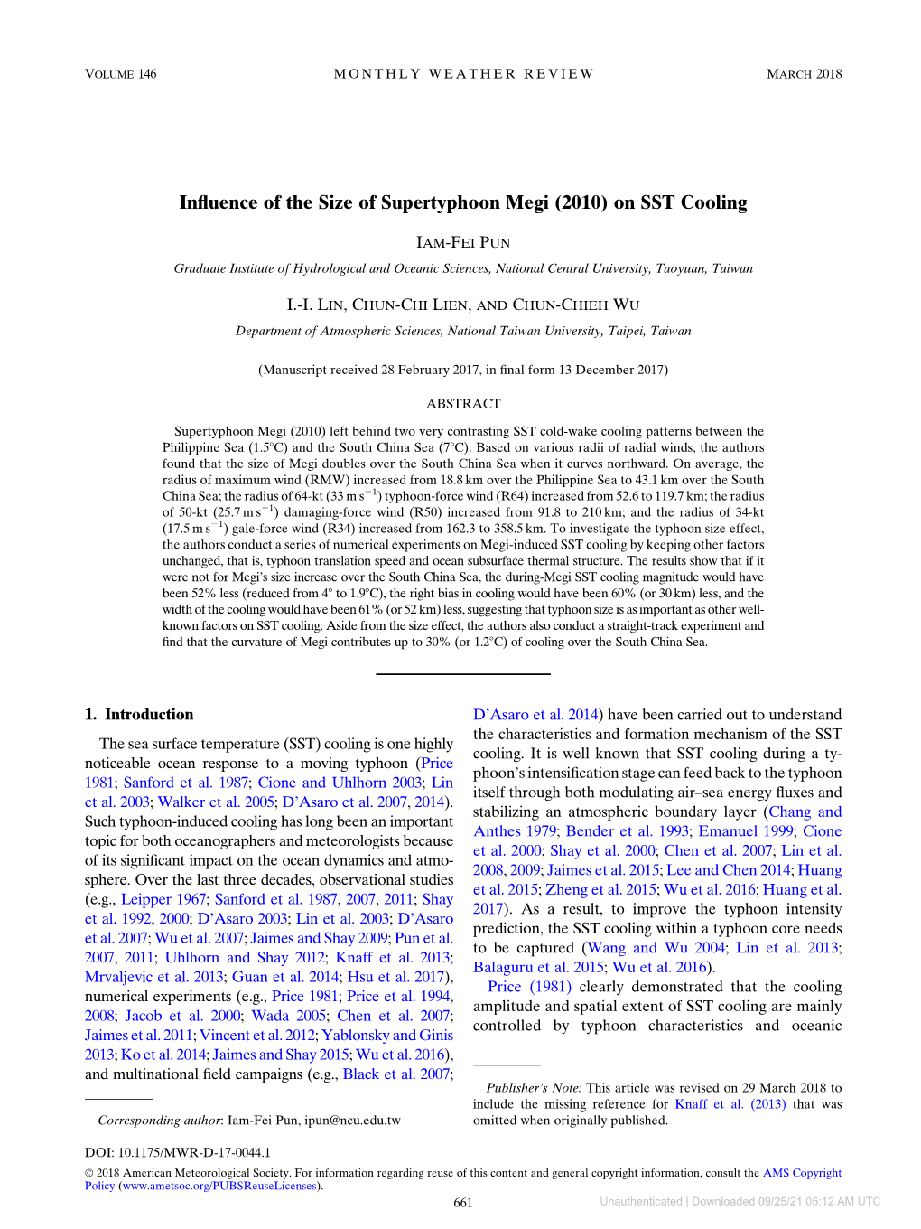 Influence of the Size of Supertyphoon Megi (2010) on SST Cooling