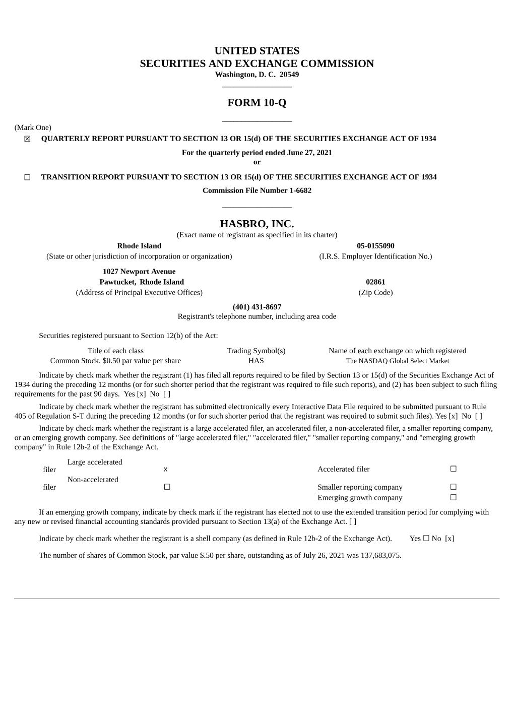 UNITED STATES SECURITIES and EXCHANGE COMMISSION Washington, D