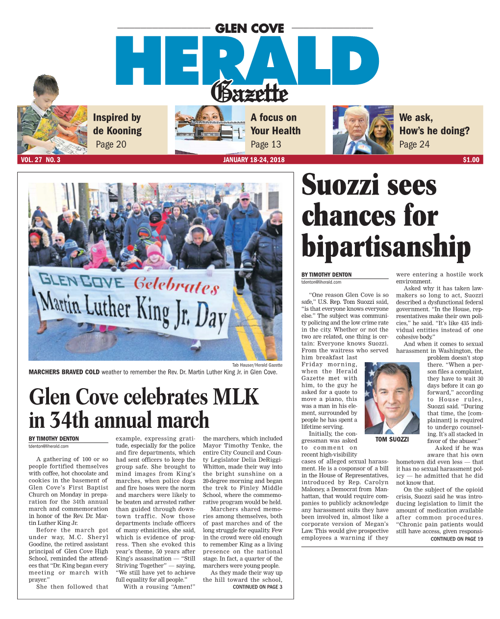 GLEN COVE ______Gazette Inspired by a Focus on We Ask, De Kooning Your Health How’S He Doing? Page 20 Page 13 Page 24 Vol