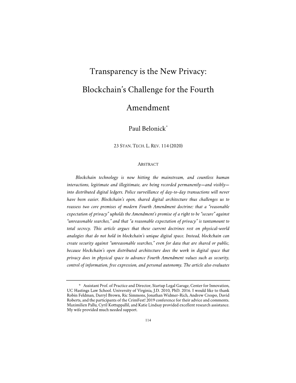 Blockchain's Challenge for the Fourth Amendment