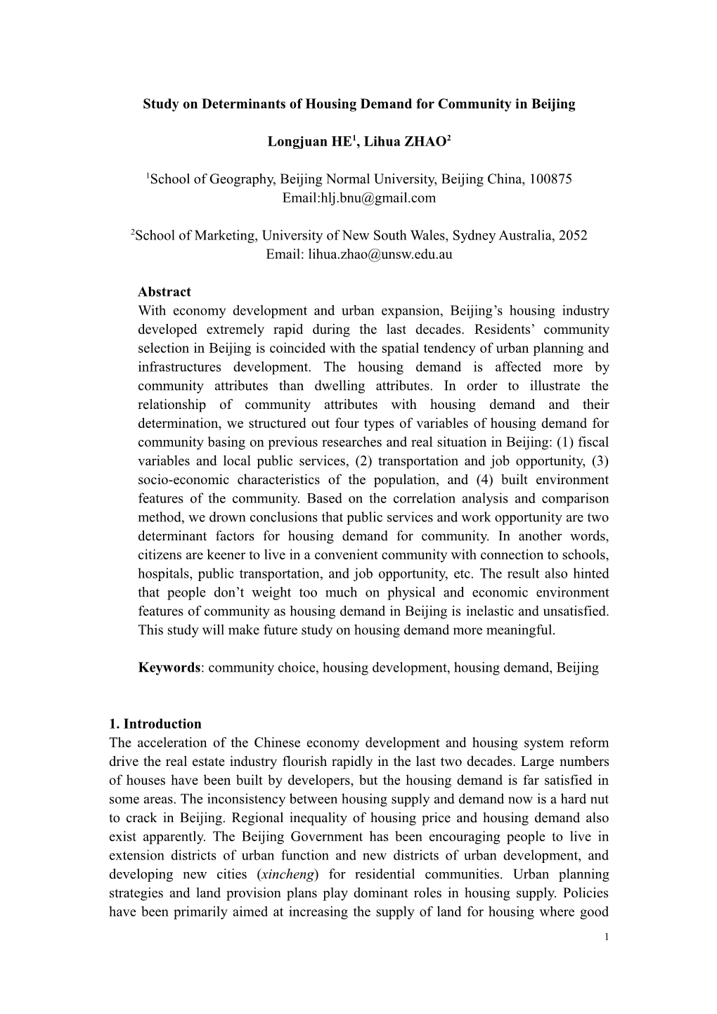 Study on the Driving Forces of Housing Projects Distribution in Beijing