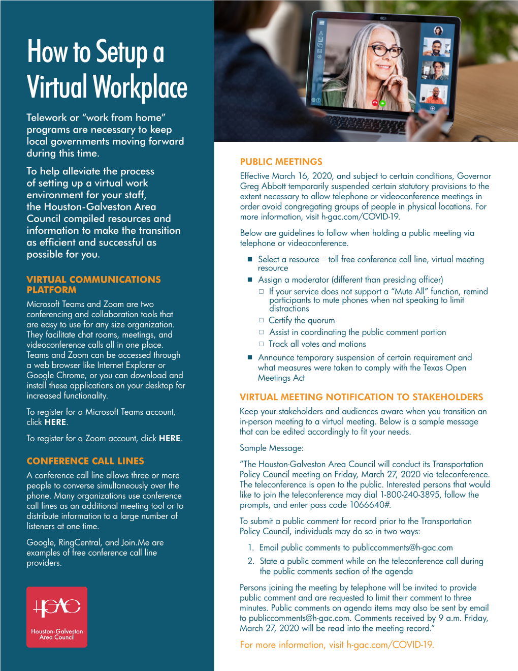 How to Setup a Virtual Workplace Telework Or “Work from Home” Programs Are Necessary to Keep Local Governments Moving Forward During This Time