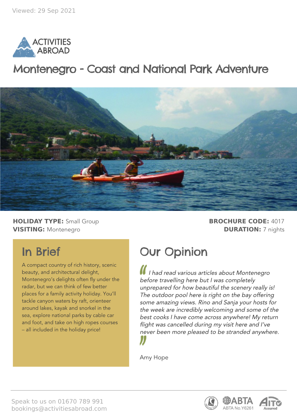 Montenegro - Coast and National Park Adventure