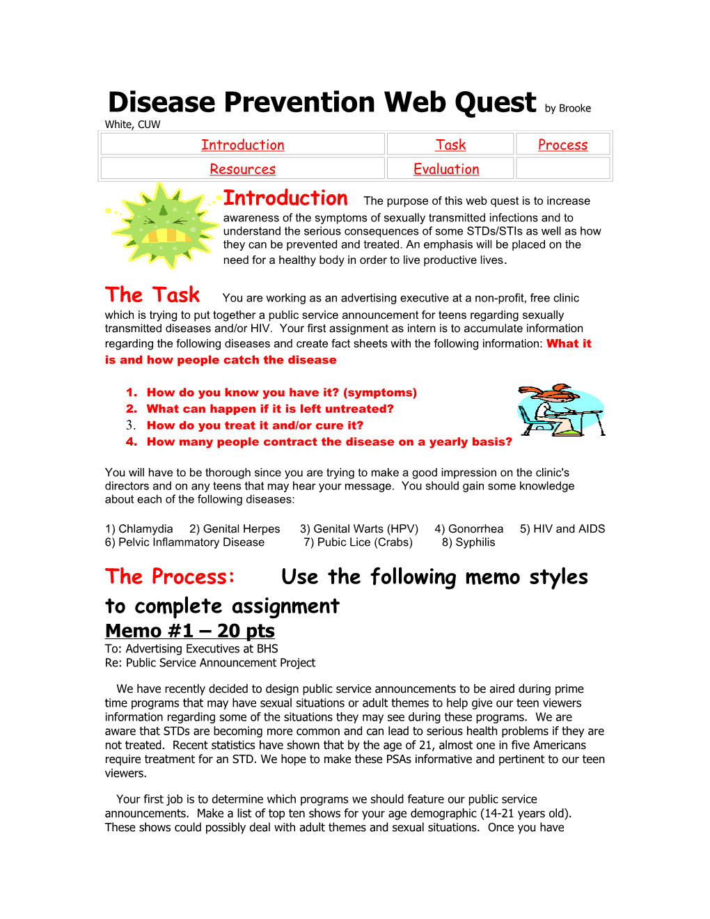 Disease Prevention Web Quest by Brooke White, CUW