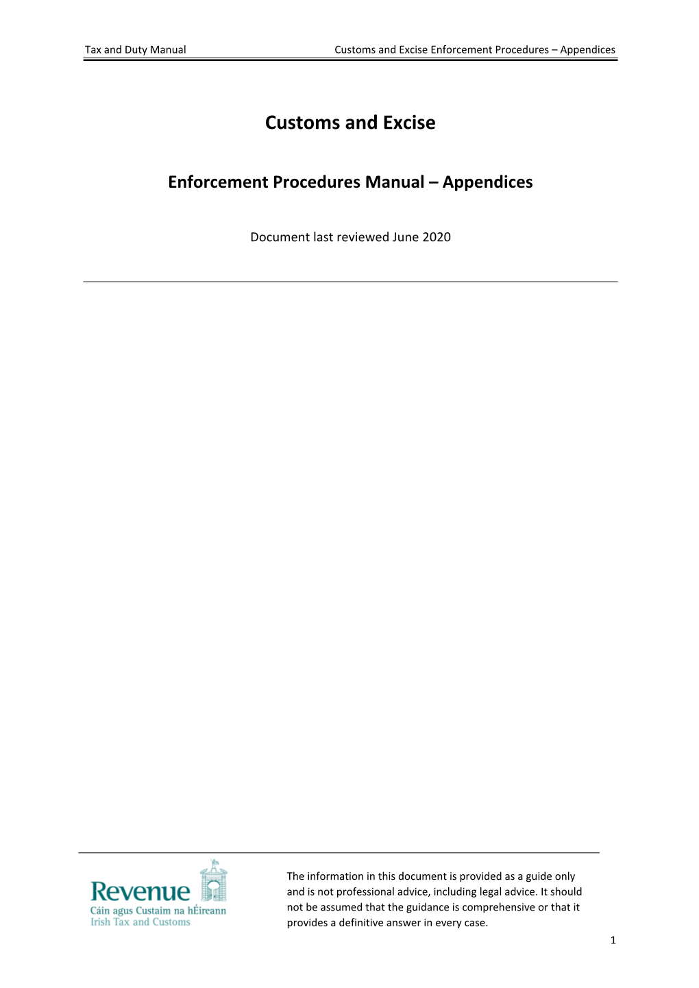 Customs and Excise Enforcement Procedures Manual