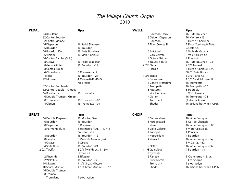 The Village Church Organ 2010