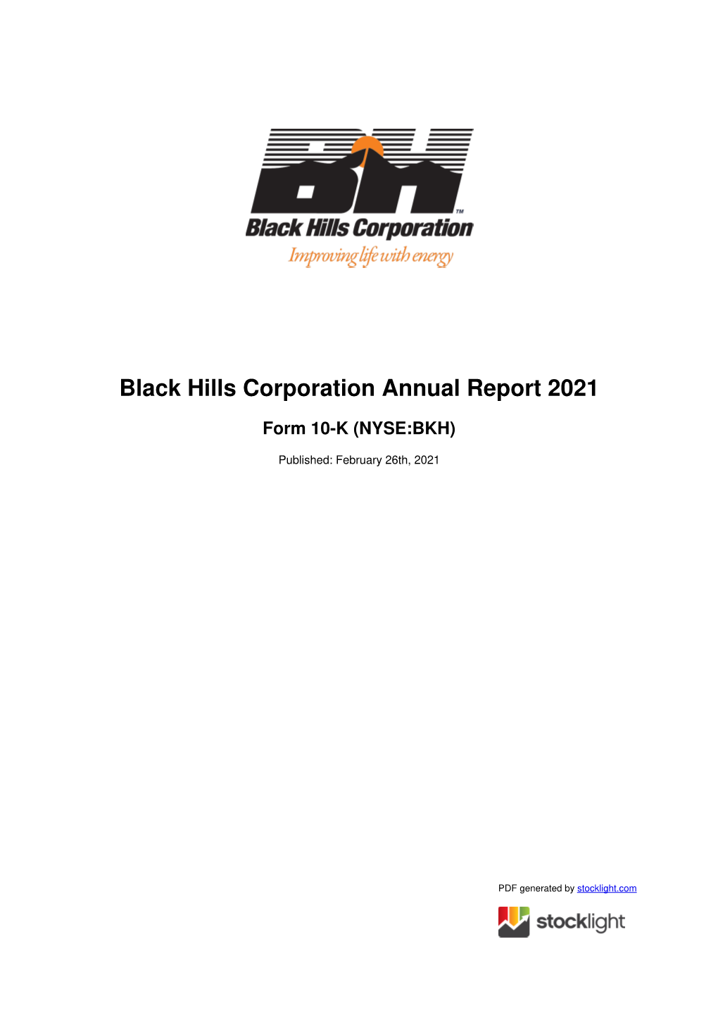 Black Hills Corporation Annual Report 2021