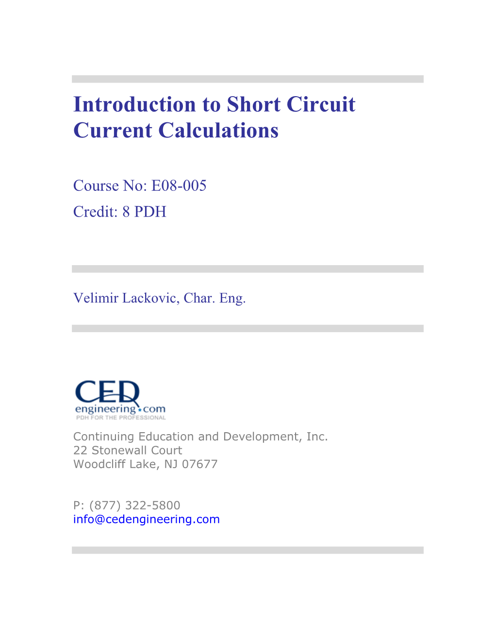 Introduction to Short Circuit Current Calculations