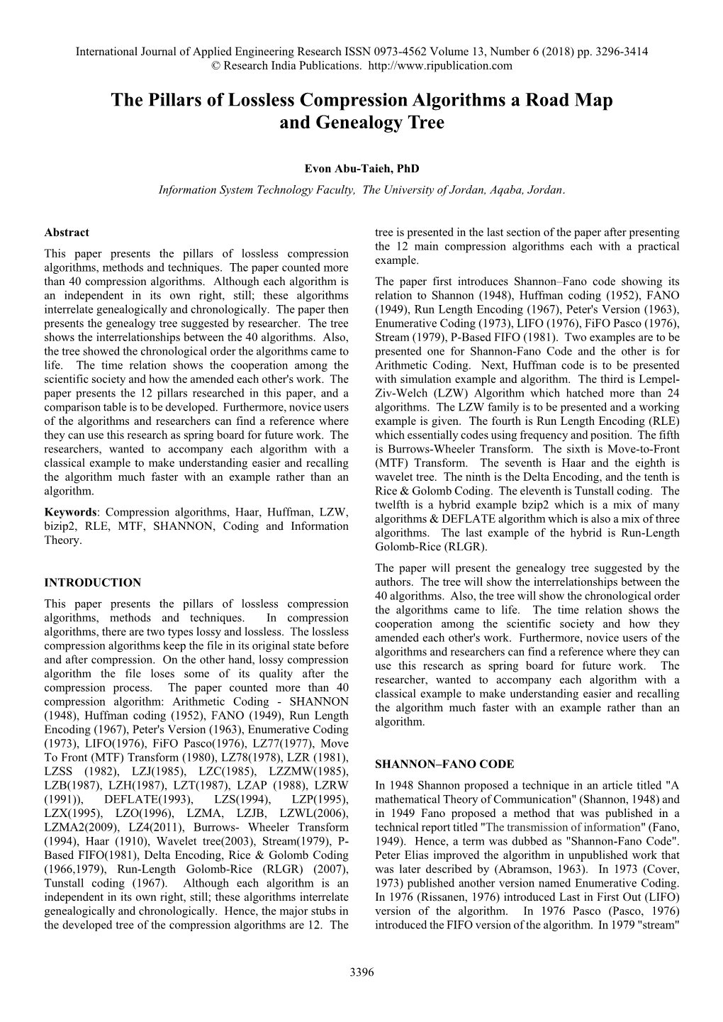 The Pillars of Lossless Compression Algorithms a Road Map and Genealogy Tree