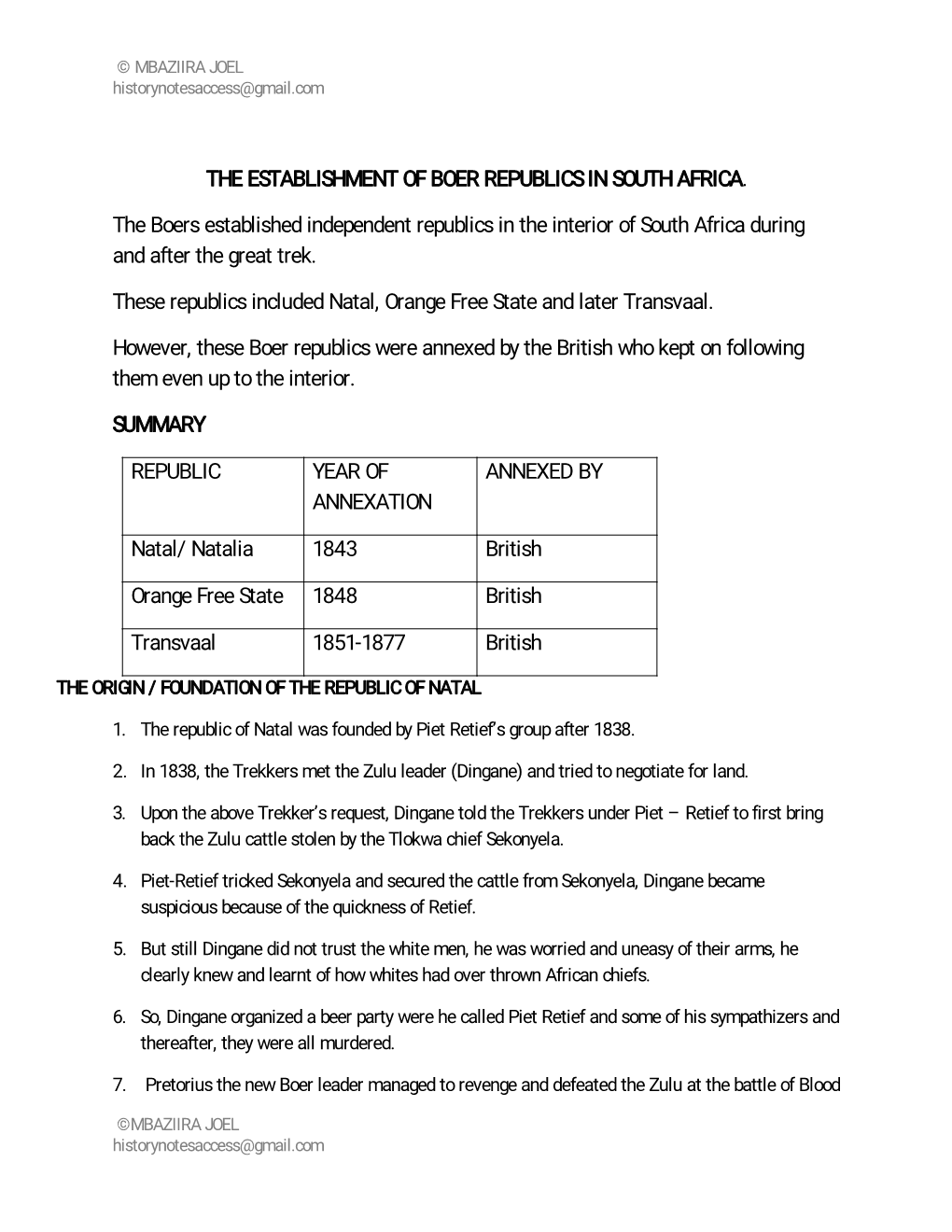 Page 1 © MBAZIIRA JOEL Historynotesaccess@Gmail.Com