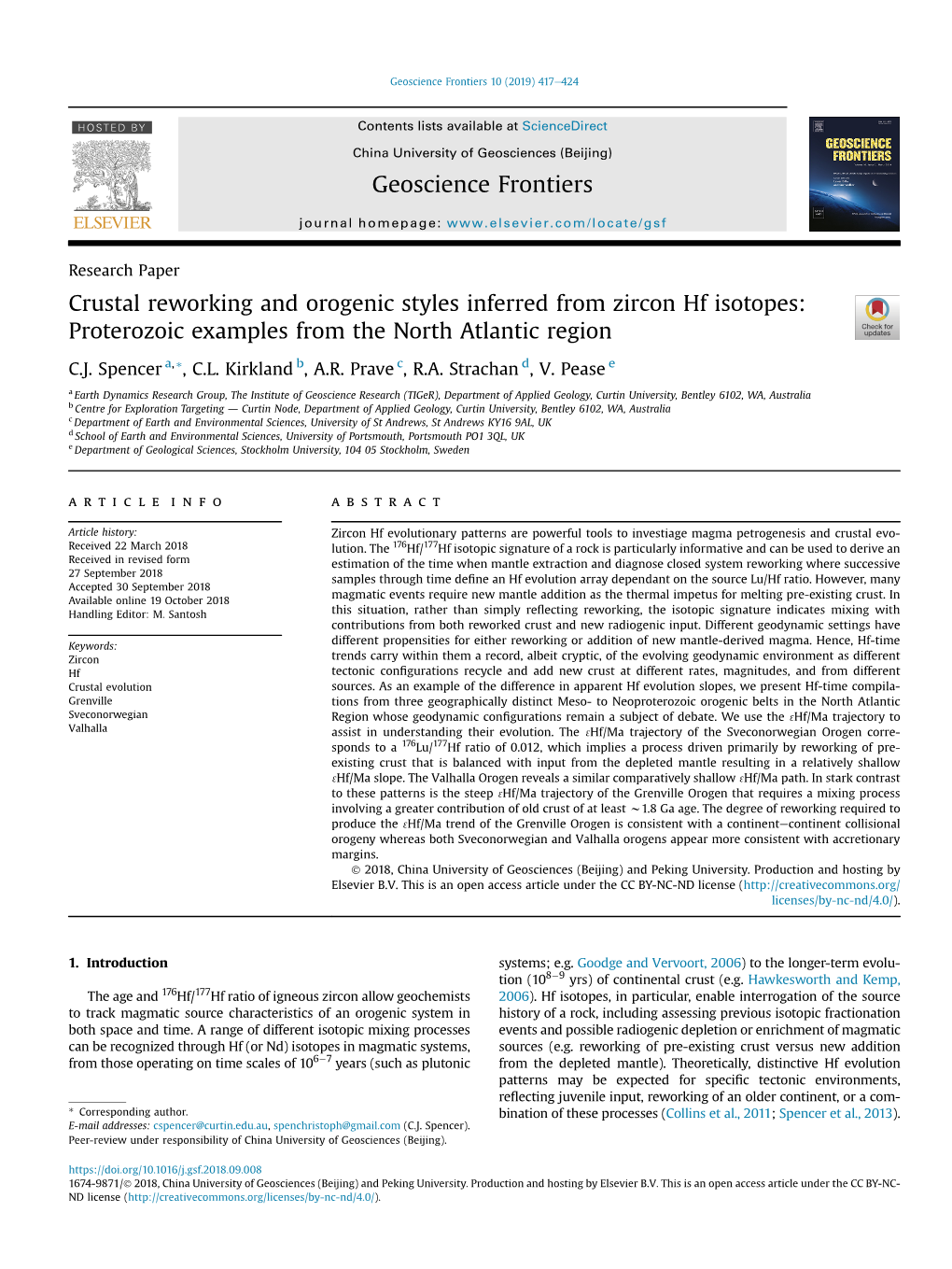 Crustal Reworking and Orogenic Styles Inferred from Zircon Hf Isotopes: Proterozoic Examples from the North Atlantic Region