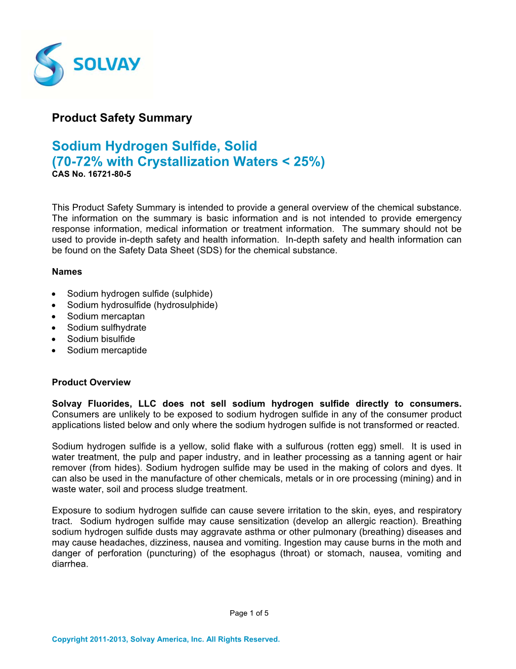 Sodium Hydrogen Sulfide