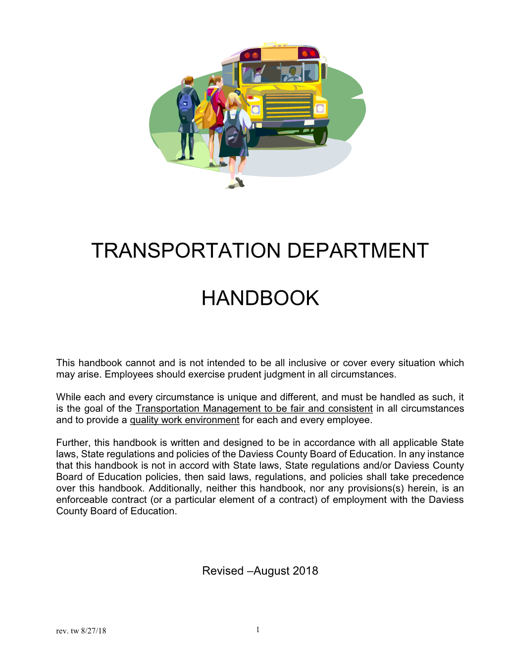 Transportation Department Handbook