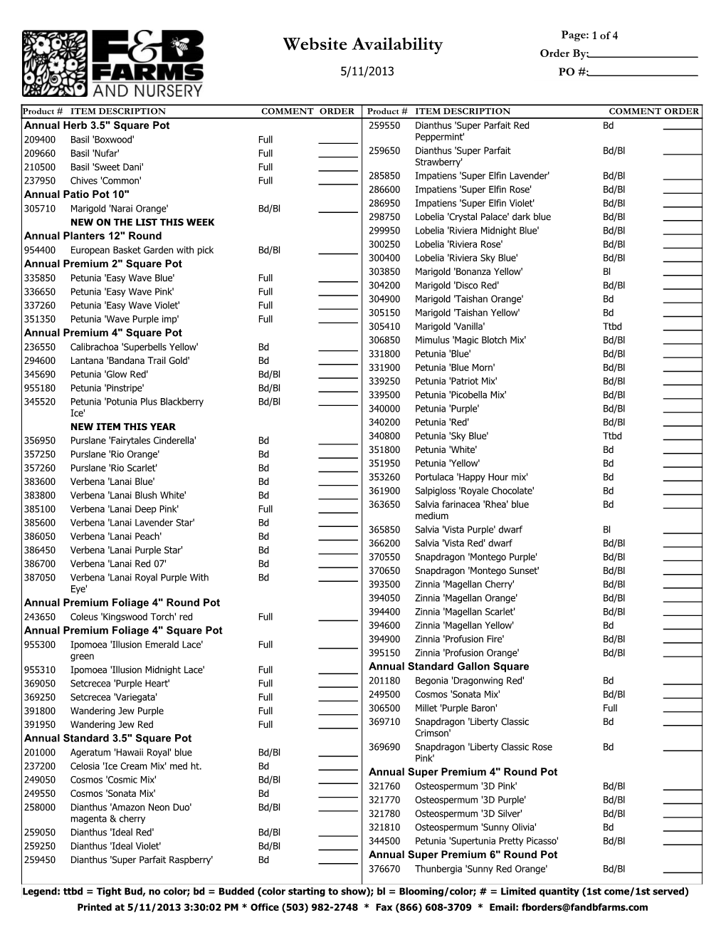 Website Availability Order By: 5/11/2013 PO