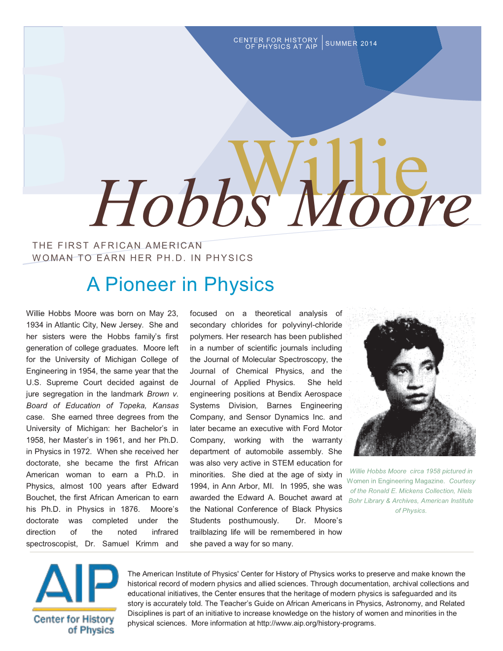 Hobbs Moore Was Born on May 23, Focused on a Theoretical Analysis of 1934 in Atlantic City, New Jersey