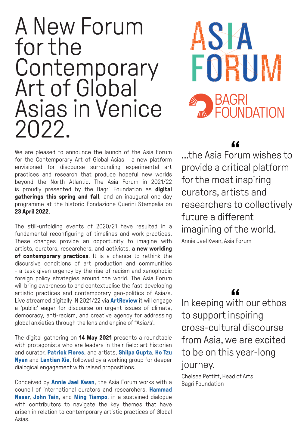 A New Forum for the Contemporary Art of Global Asias in Venice 2022
