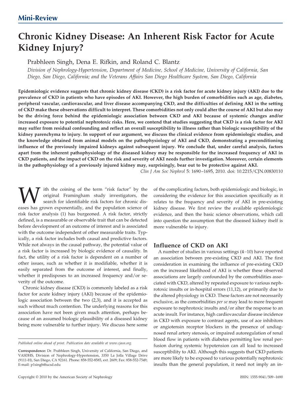 Chronic Kidney Disease: an Inherent Risk Factor for Acute Kidney Injury?