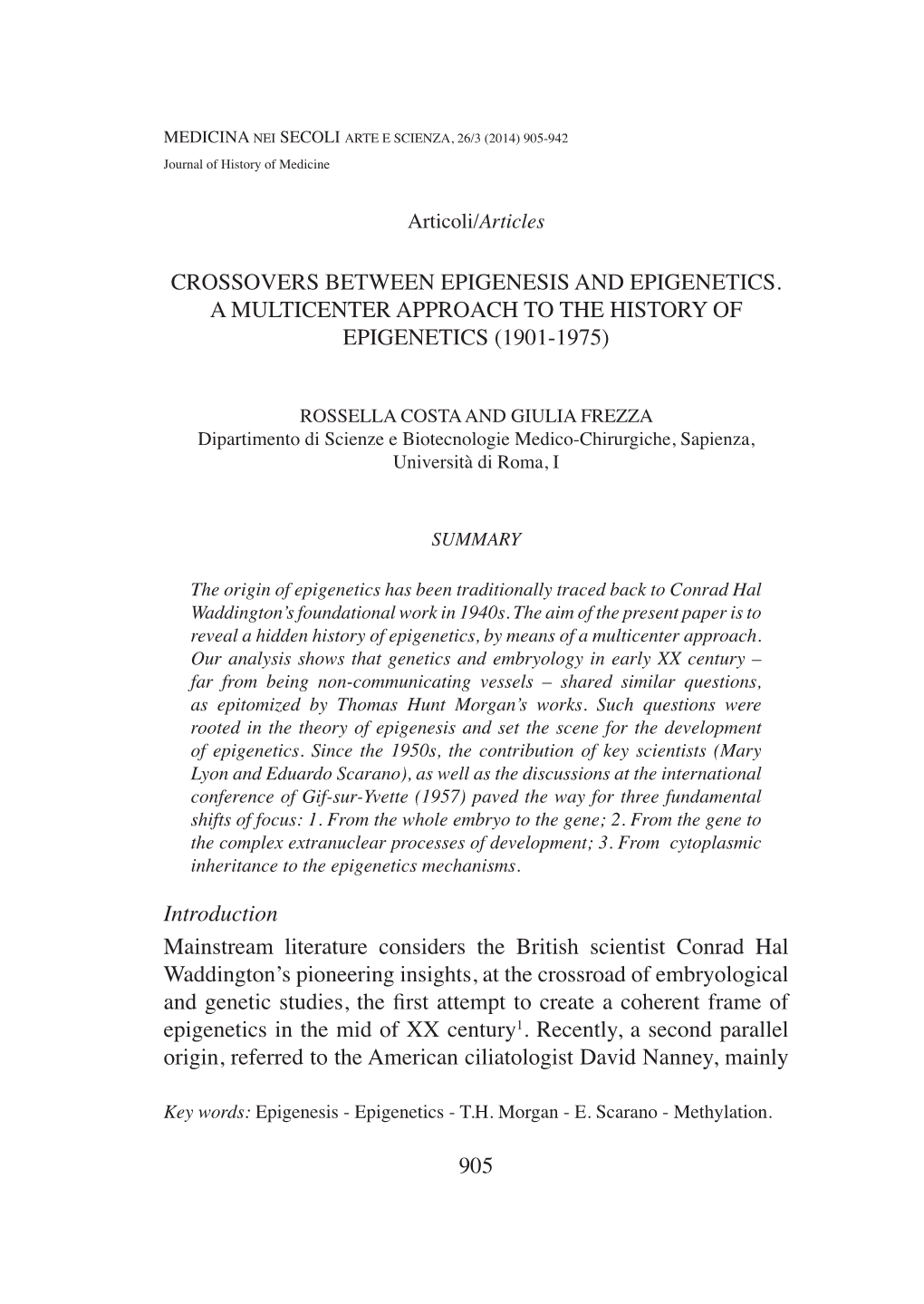 905 Crossovers Between Epigenesis and Epigenetics