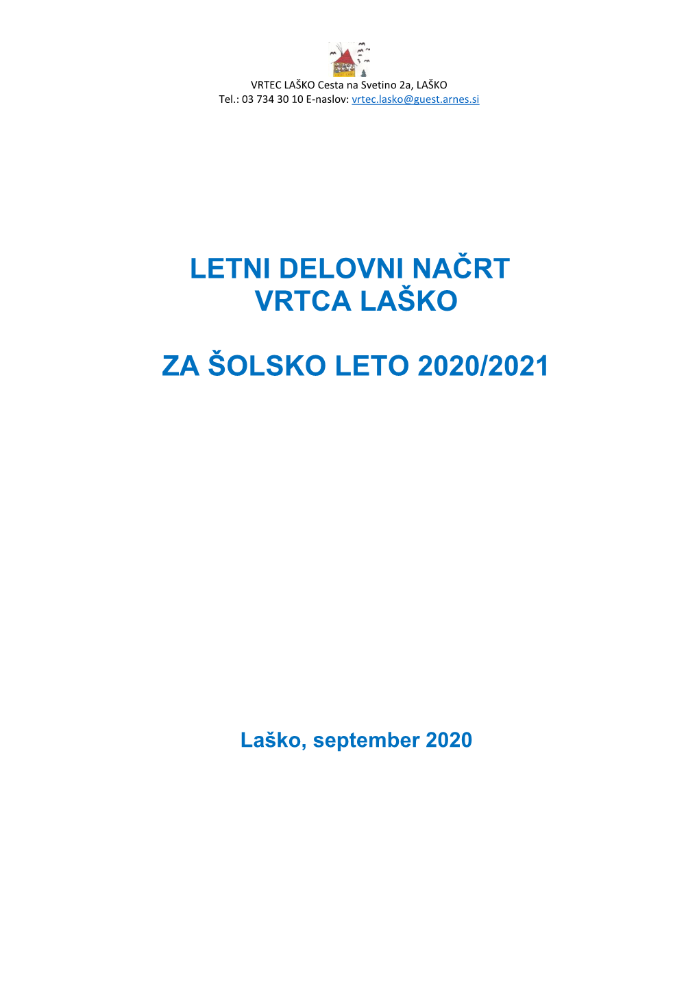 Letni Delovni Načrt Vrtca Laško